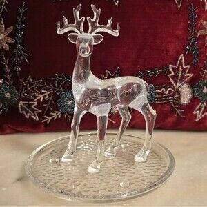 Clear Acrylic Deer Reindeer Jewelry Holder Vintage